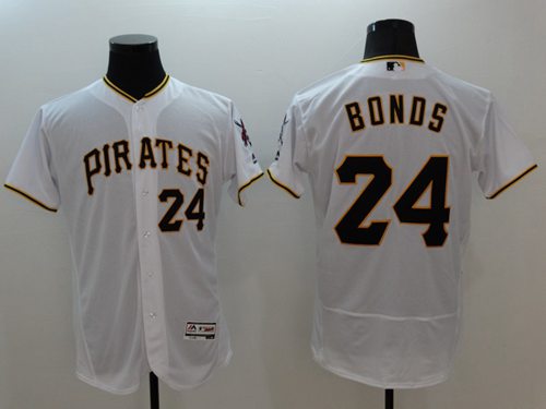 Pirates #24 Barry Bonds White Flexbase Authentic Collection Stitched MLB Jersey - Click Image to Close